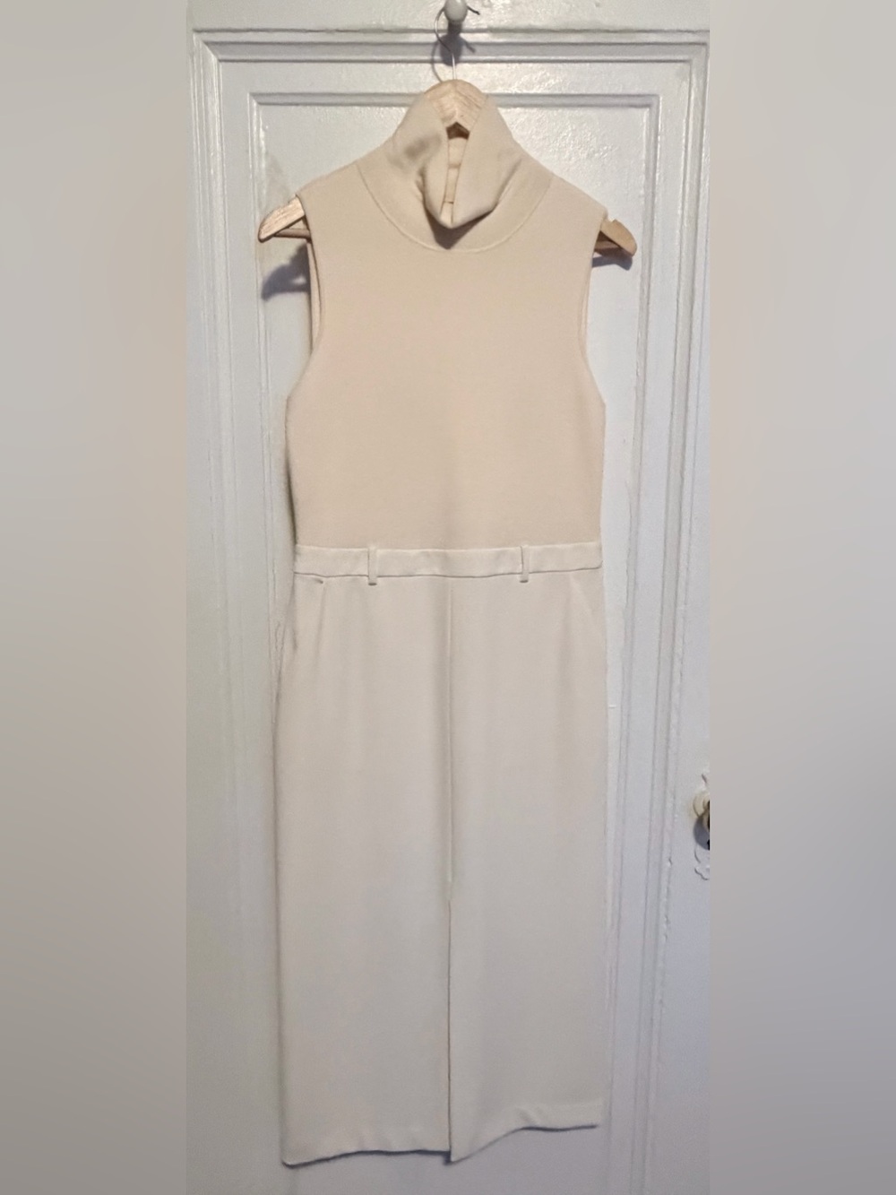 Theory Cream Two-Tone Sleeveless Dress